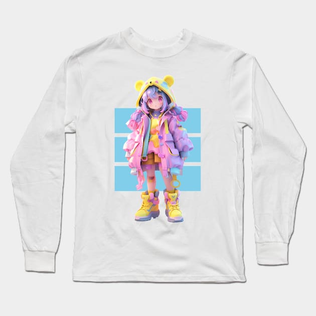 AKBLM - KAWAII かわいい DECORA KUMIKO CHAN | MEGA CUTE 3D PASTEL ANIME GIRL Long Sleeve T-Shirt by AKBLM